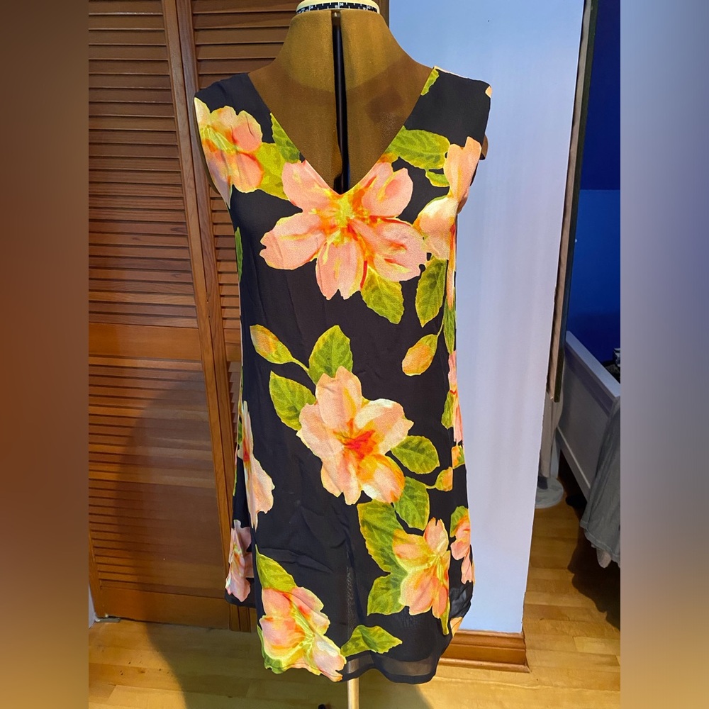 Silk Ecru floral mini dress